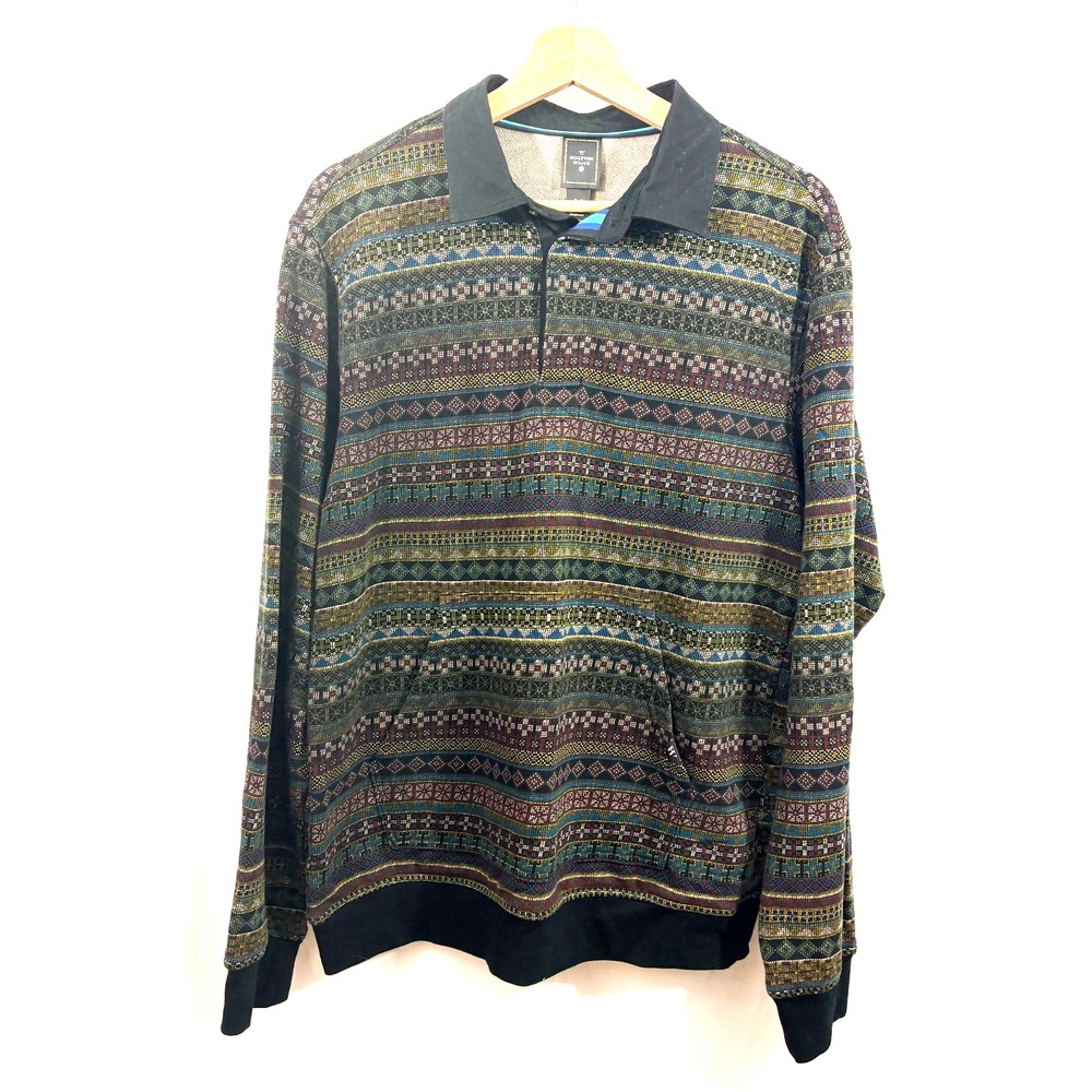 Houston‎ White Men's Fleece Collar Colorful Print Sweatshirt, Pocket, Size M
